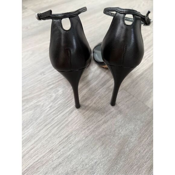 Stuart Weitzman 7 Black Leather “Nudist” Heels Shoes - Picture 4 of 6